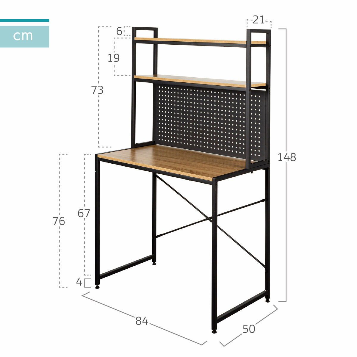 Skrivbord med hyllor Max Home Stål Melamin spånskiva 84 x 148 x 50 cm - 4