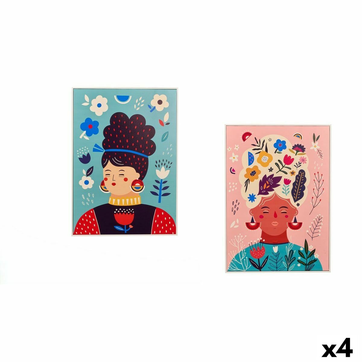 Kanvas Gift Decor Multicolour Kvinna 50 x 3 x 70 cm (4 antal)