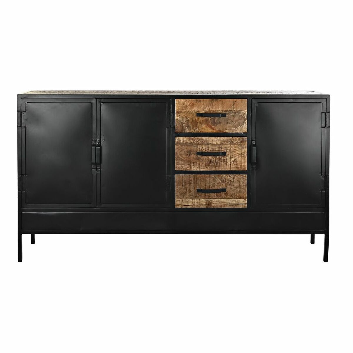 Skänk DKD Home Decor Brun Svart Metall Mangoträ 160 x 40 x 90 cm - 8