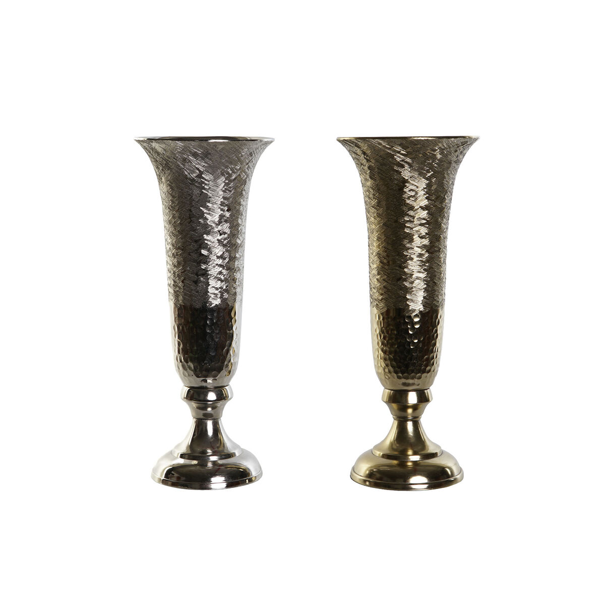 Vas DKD Home Decor Gyllene Silvrig Aluminium 13 x 13 x 33 cm (2 antal) - 3