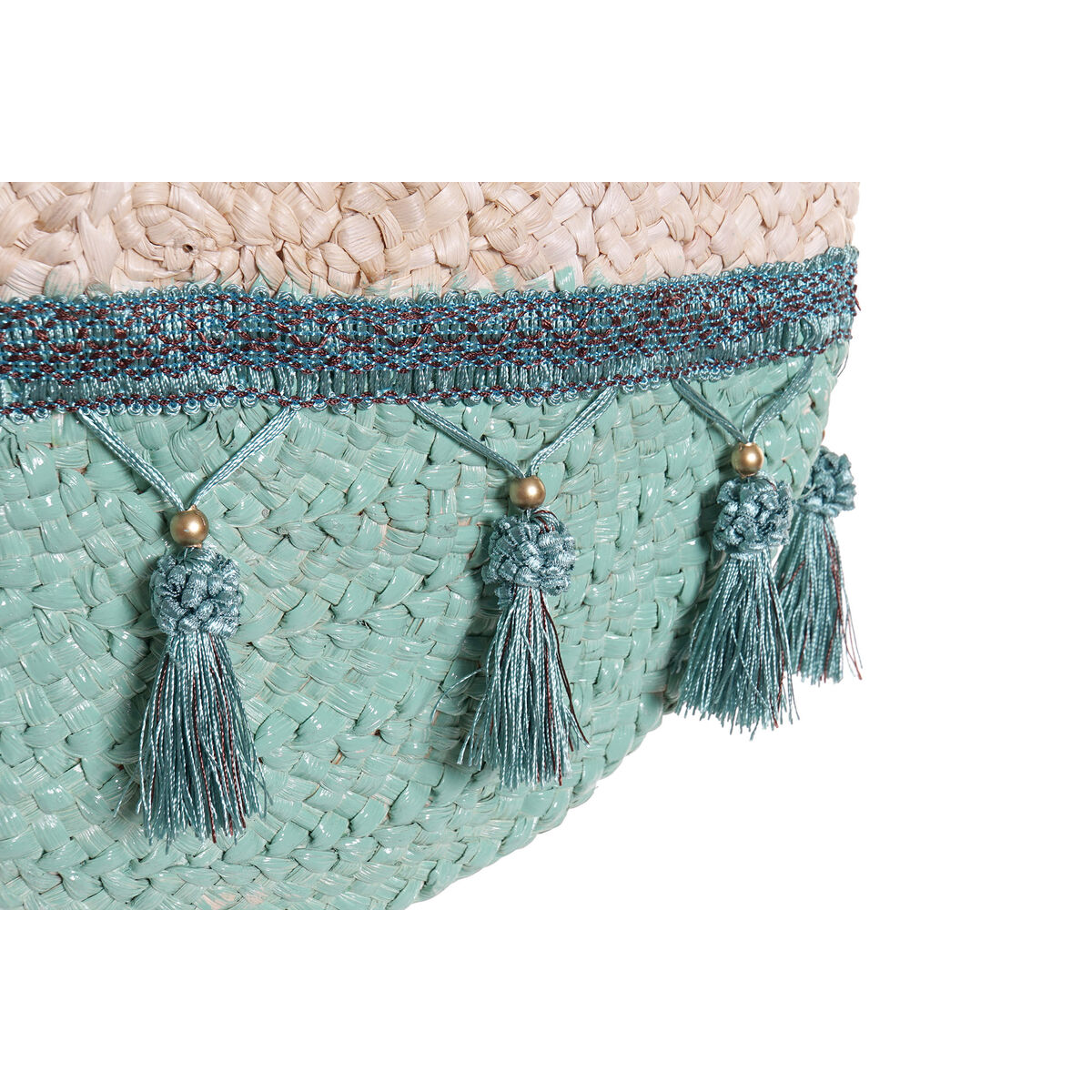 Axelväska DKD Home Decor Naturell Grå Polyester Mint Fibrer (39 x 9 x 48 cm) (2 antal) - 3