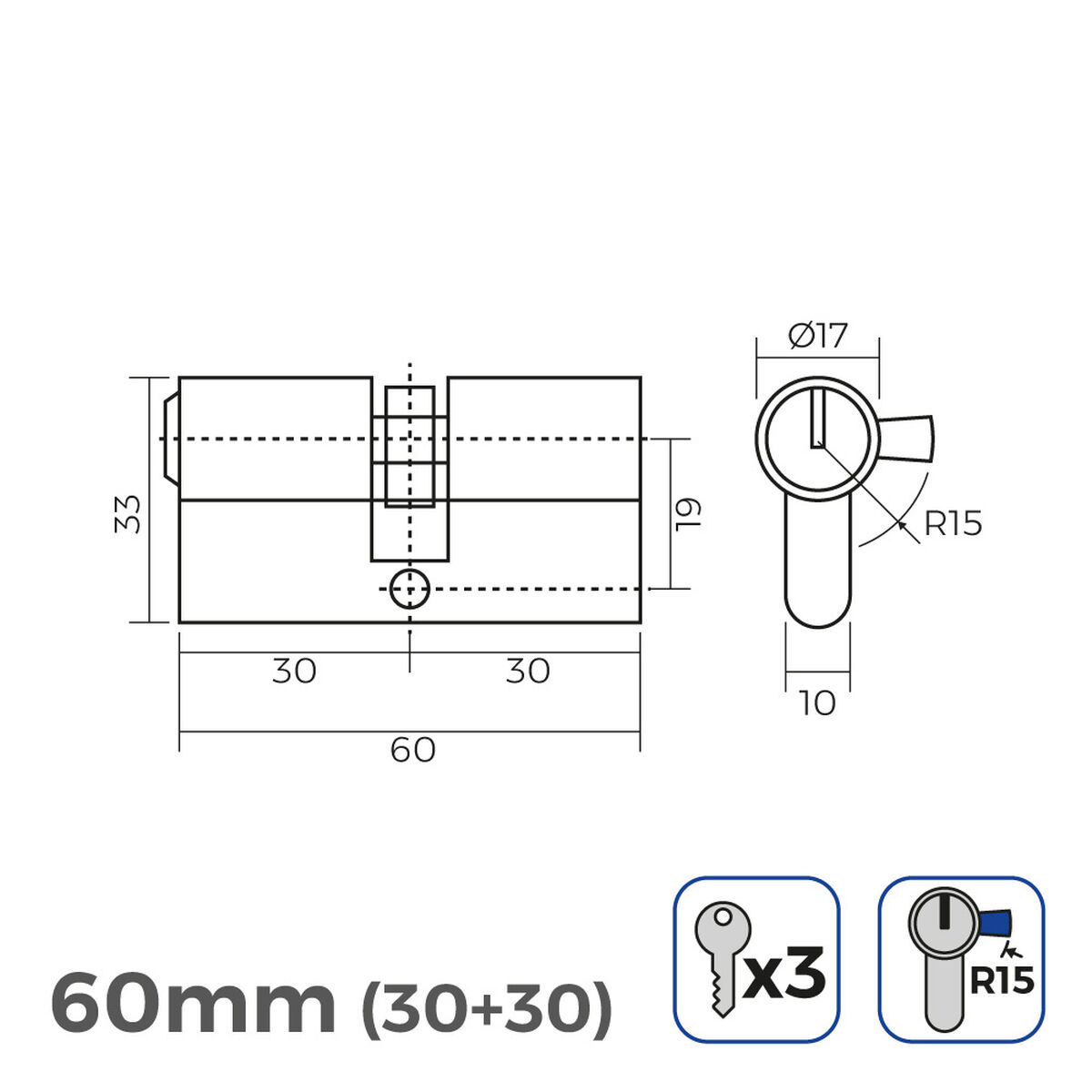 Lås EDM 85162 Gyllene Mässing - 2