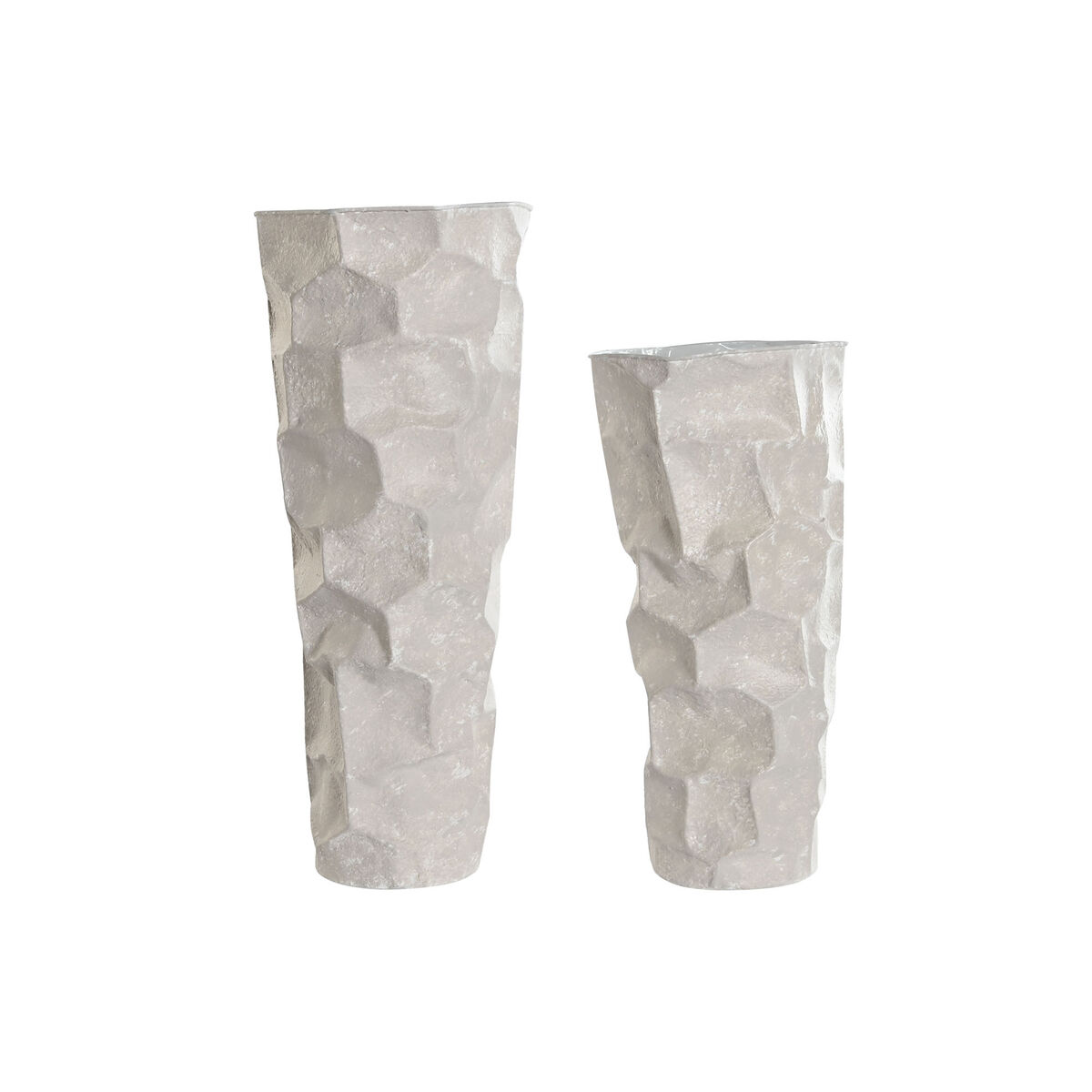 Set med 2 Vasar Home ESPRIT Beige Metall Modern 20 x 20 x 48 cm 19 x 19 x 48 cm (2 Delar)