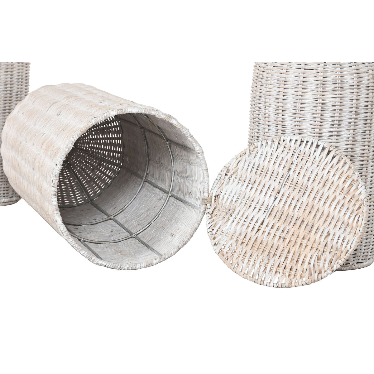 Set med 3 Vasar Home ESPRIT Metall Naturell 25 x 25 x 80 cm (3 Delar) - 3