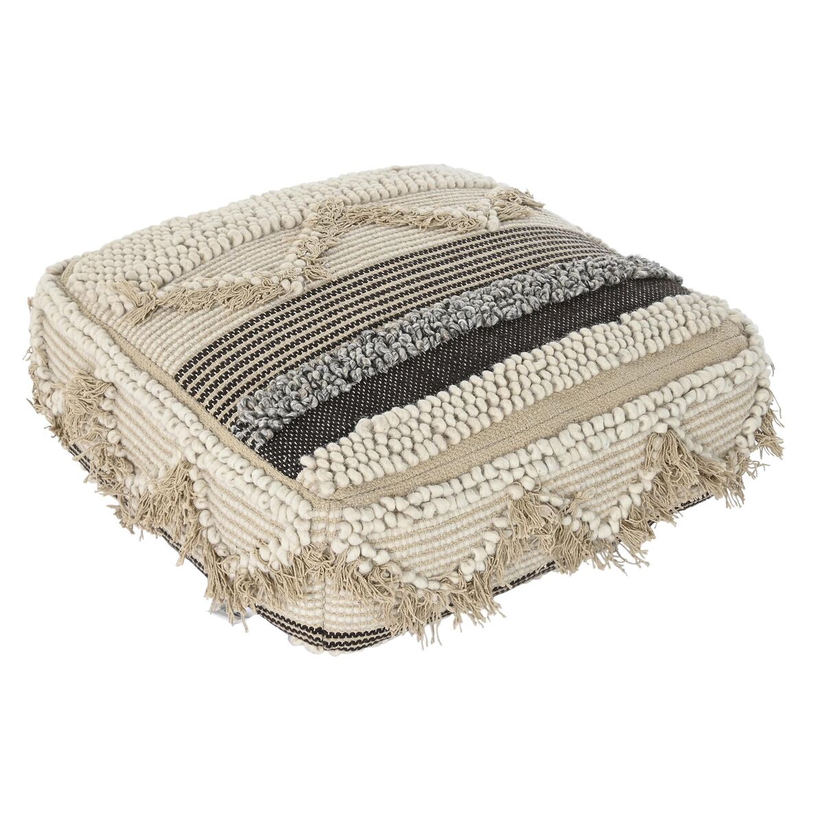 Kudde DKD Home Decor Golv Ränder Brun Polyester Bomull (60 x 60 x 25 cm)