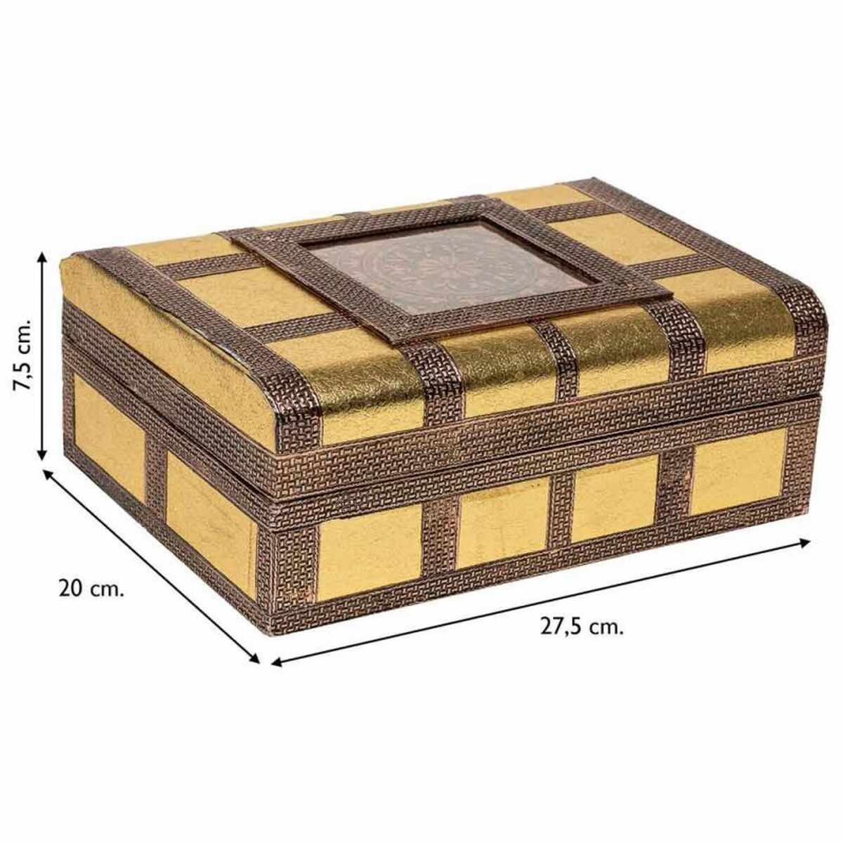 Smyckeskrin Alexandra House Living Gyllene Aluminium Trä MDF 20 x 7 x 27 cm - 5