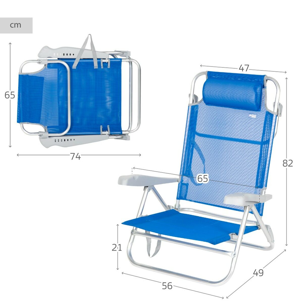 Strandstol Aktive 47 x 82 x 49 cm (2 antal) - 3