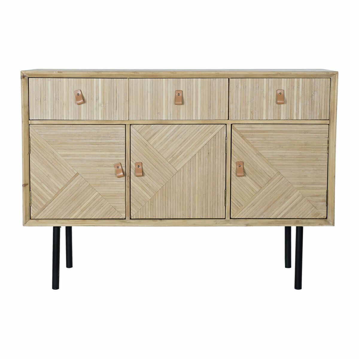 Skänk DKD Home Decor Gran Naturell Svart Metall MDF (120 x 35 x 86 cm) - 4
