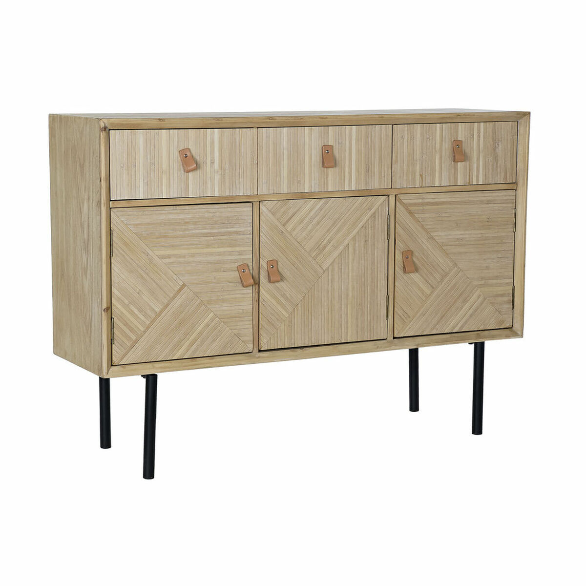 Skänk DKD Home Decor Gran Naturell Svart Metall MDF (120 x 35 x 86 cm)