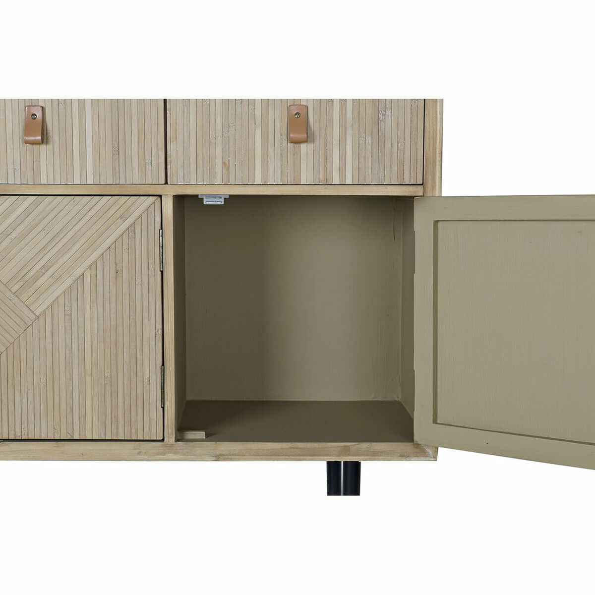 Skänk DKD Home Decor Gran Naturell Svart Metall MDF (120 x 35 x 86 cm) - 5