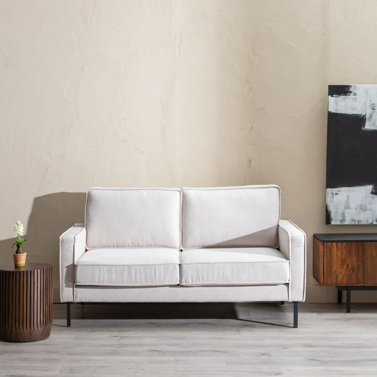 Soffa 163 x 87 x 90 cm Syntetmaterial Beige Metall - 3