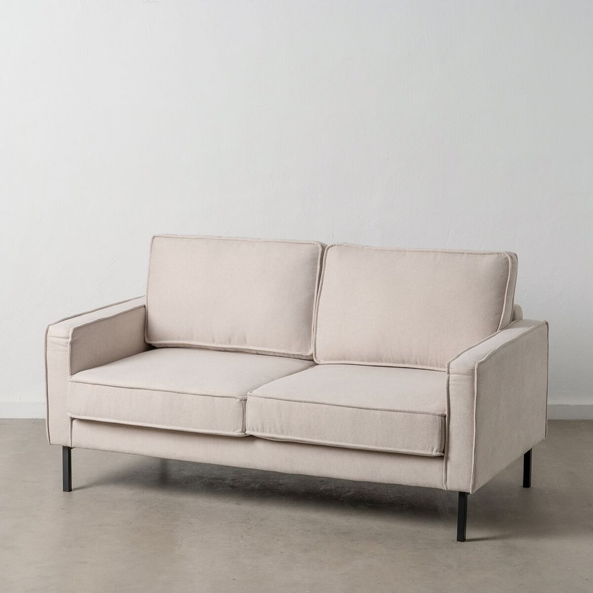 Soffa 163 x 87 x 90 cm Syntetmaterial Beige Metall - 2