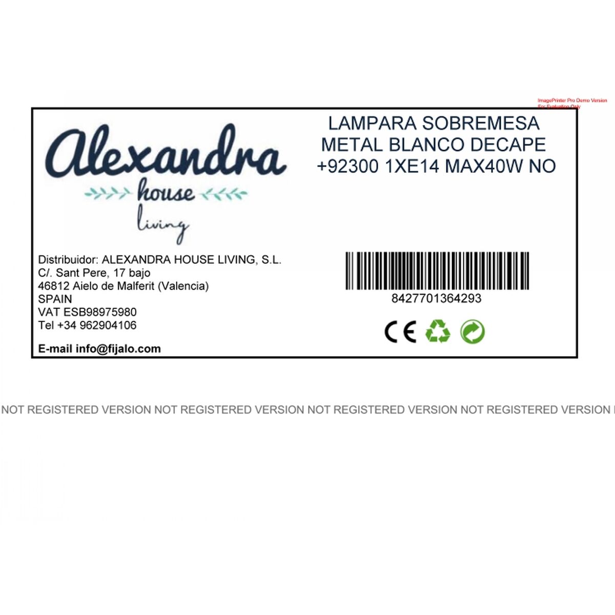 Bordslampa Alexandra House Living Vit Metall 40 W 23 x 48 x 23 cm - 7