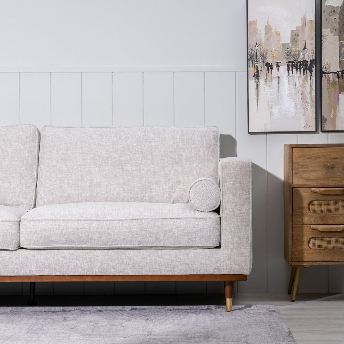 Soffa 172 x 89 x 91 cm Syntetmaterial Beige Trä - 2