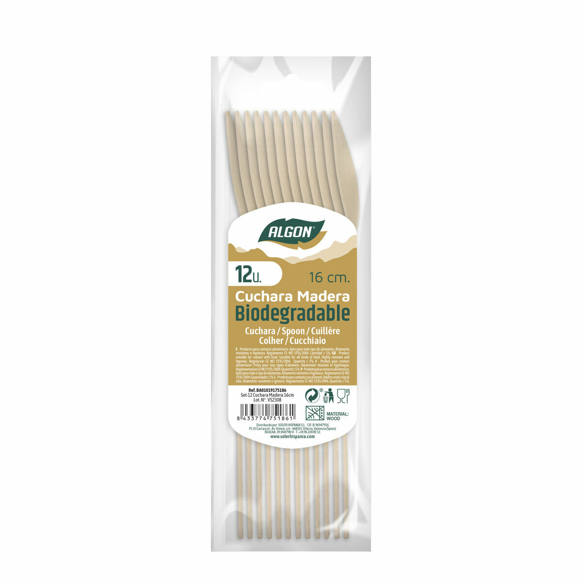 Set med skedar Algon Trä 36 antal 16 x 3 x 0,5 cm - 3