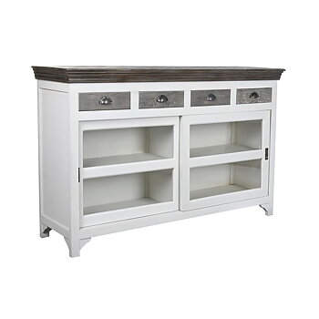 Skänk DKD Home Decor Vit Grå Mörkbrun Glas Mangoträ 165 x 45,7 x 105,4 cm