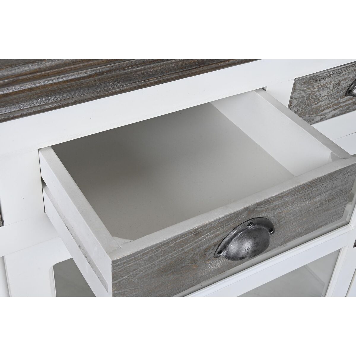 Skänk DKD Home Decor Vit Grå Mörkbrun Glas Mangoträ 165 x 45,7 x 105,4 cm - 3