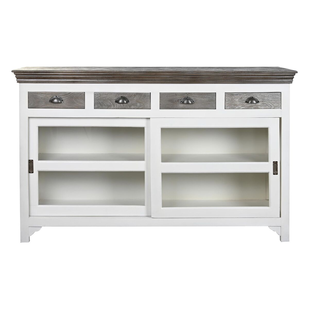 Skänk DKD Home Decor Vit Grå Mörkbrun Glas Mangoträ 165 x 45,7 x 105,4 cm - 6