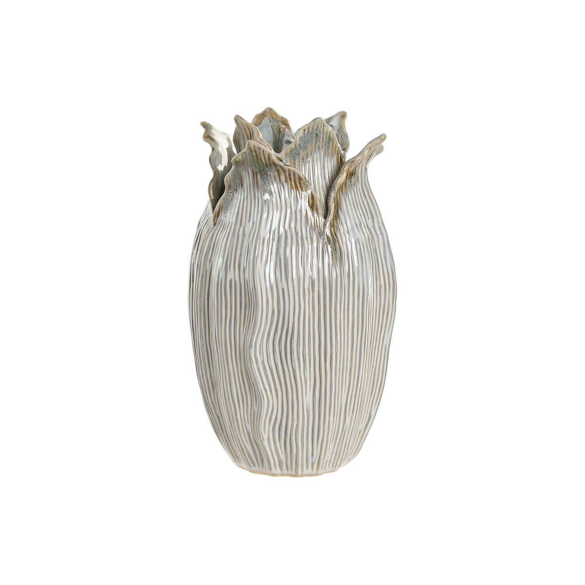 Vas Home ESPRIT Kräm Keramik Löv av en växt 19 x 19 x 33 cm