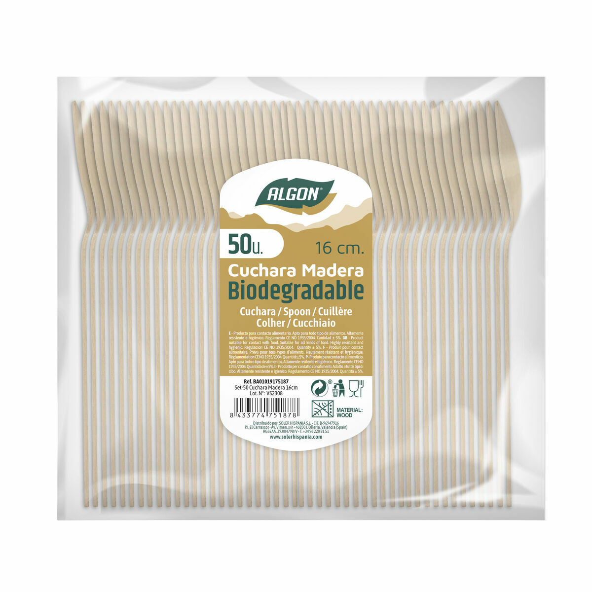 Set med skedar Algon Trä 20 antal 16 x 3 x 1 cm - 3