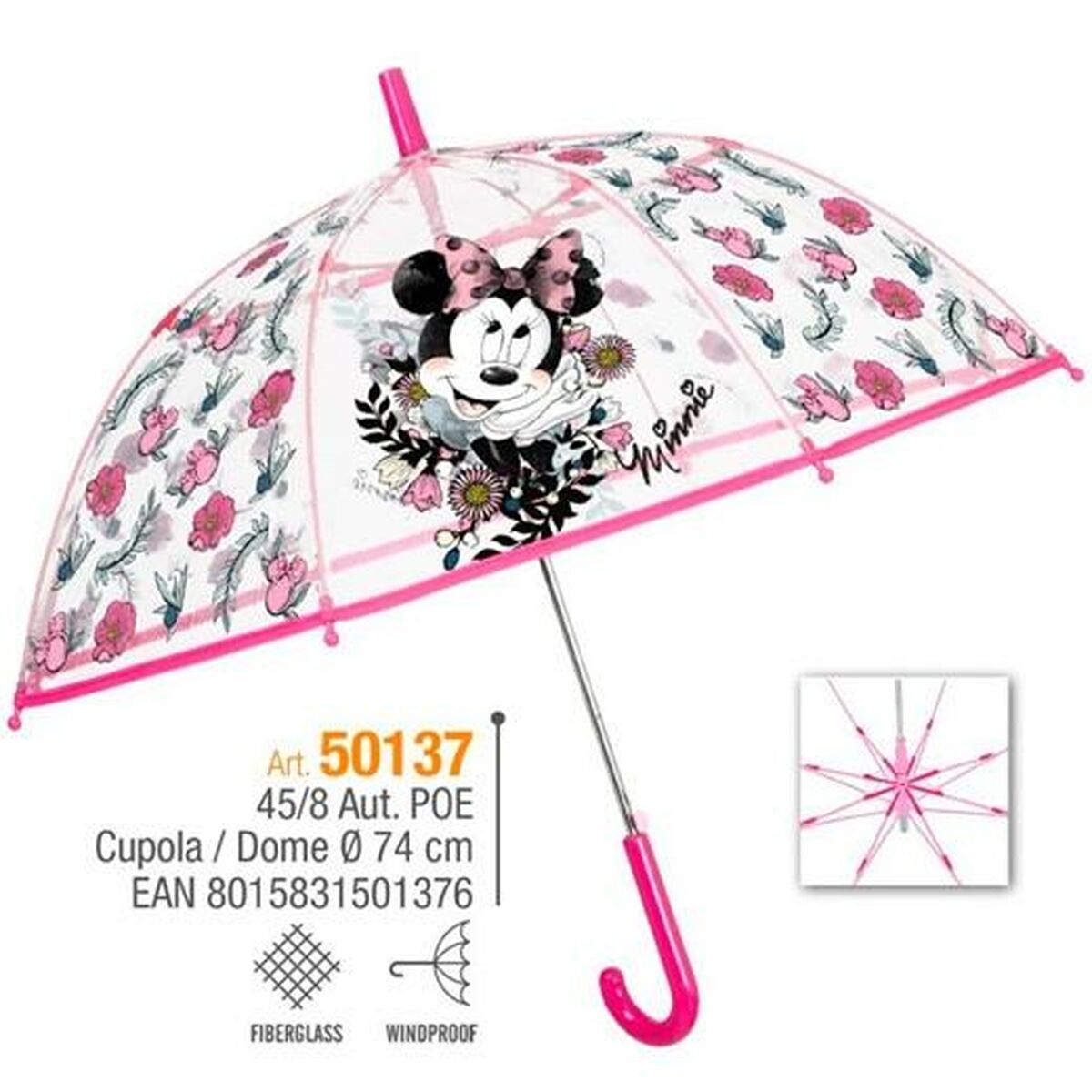Paraply Minnie Mouse Perletti Glasfiber 74 cm Barn - 2