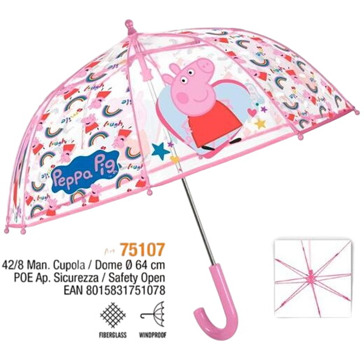 Paraply Peppa Pig Perletti Glasfiber Ø 64 cm Barn - 2