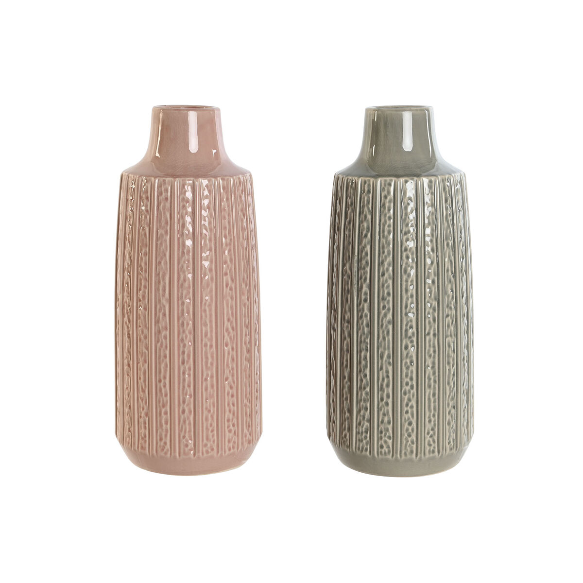 Vas Home ESPRIT Rosa Ljusgrå Porslin 16 x 16 x 38 cm (2 antal) - 3