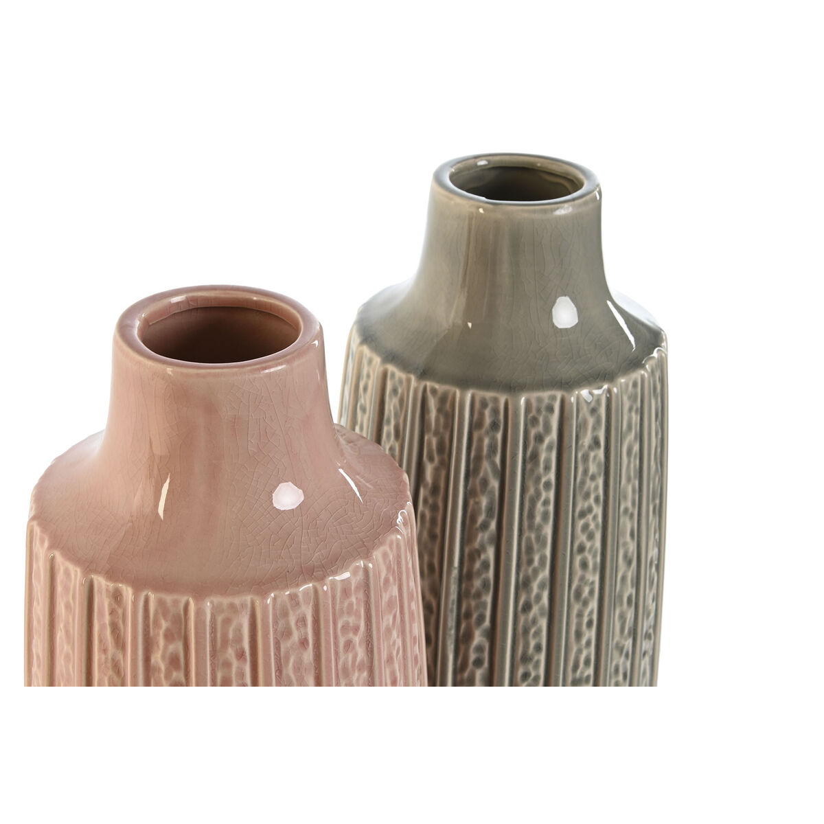 Vas Home ESPRIT Rosa Ljusgrå Porslin 16 x 16 x 38 cm (2 antal) - 5