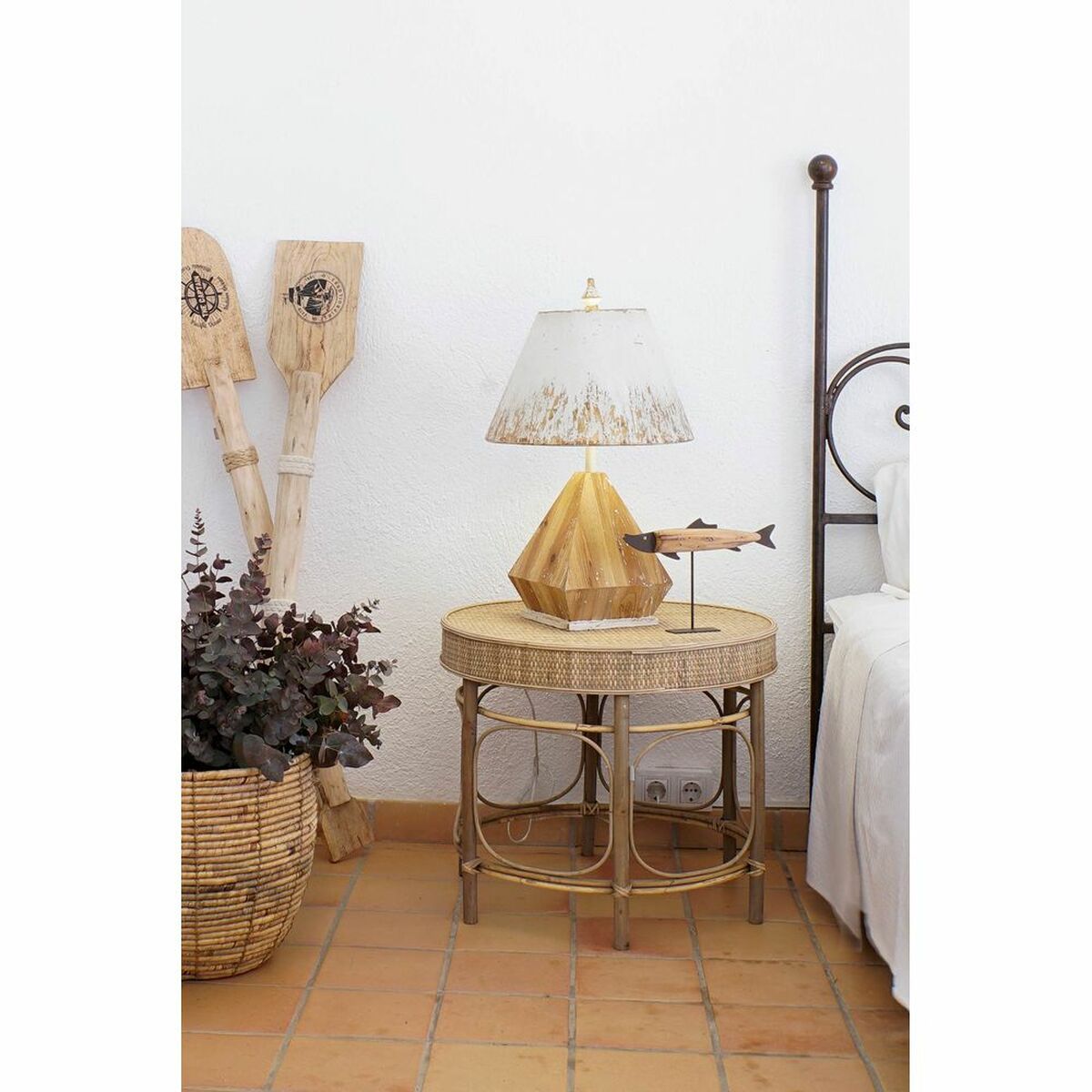 Sidobord DKD Home Decor 61 x 61 x 52 cm Naturell Trä - 4
