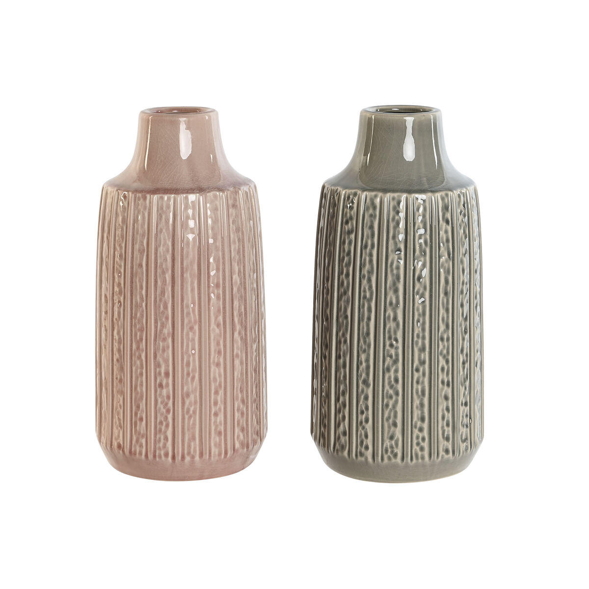Vas Home ESPRIT Grå Rosa Porslin 15 x 15 x 31 cm (2 antal) - 4