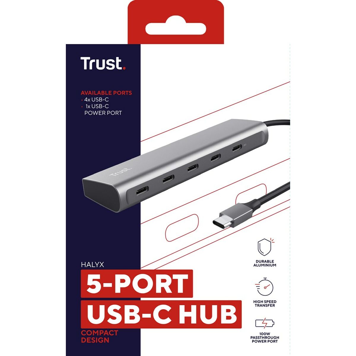 USB-HUB Trust 25136 Silvrig 10 cm (1 antal) - 5