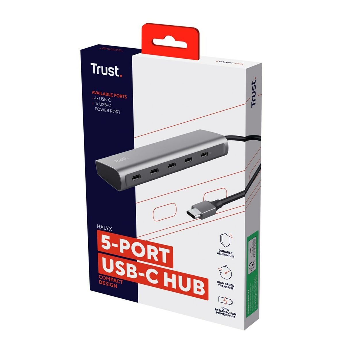 USB-HUB Trust 25136 Silvrig 10 cm (1 antal) - 4
