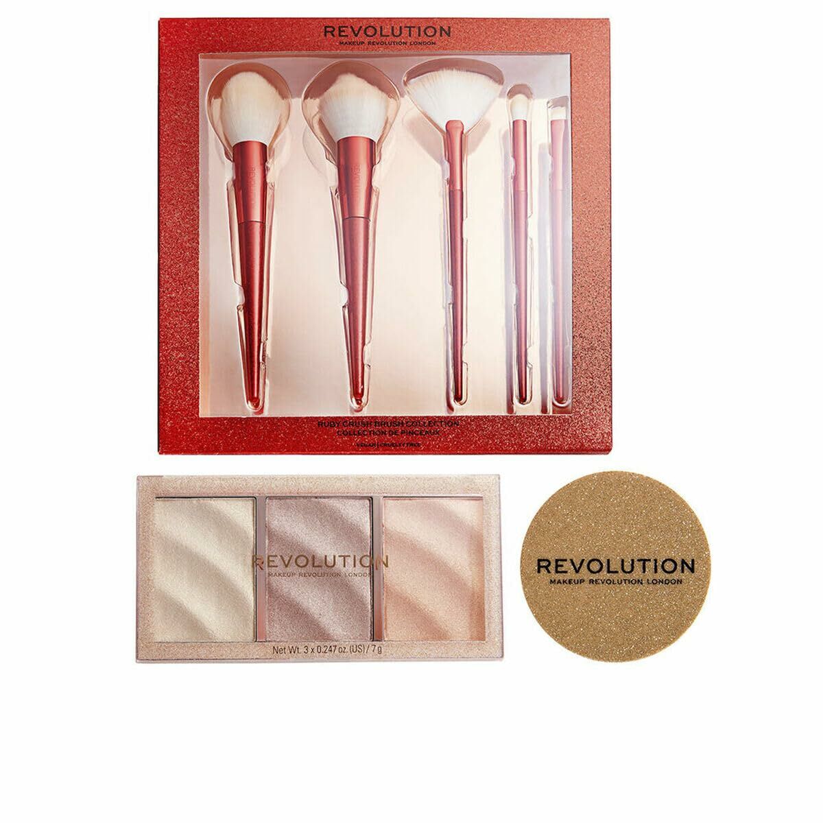Sminkset Revolution Make Up Brun Gyllene Highlighter 3 Delar (3 antal)