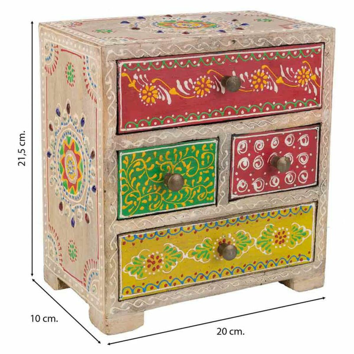 Smyckeskrin Alexandra House Living Multicolour Naturell Mangoträ Trä MDF 11 x 20 x 19 cm 5 lådor - 6