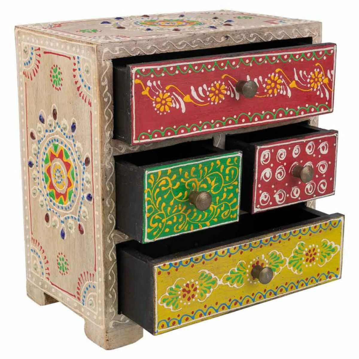 Smyckeskrin Alexandra House Living Multicolour Naturell Mangoträ Trä MDF 11 x 20 x 19 cm 5 lådor - 4