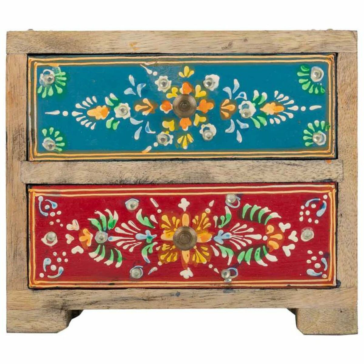 Smyckeskrin Alexandra House Living Multicolour Naturell Mangoträ Trä MDF 10 x 15 x 18 cm 2 lådor - 5