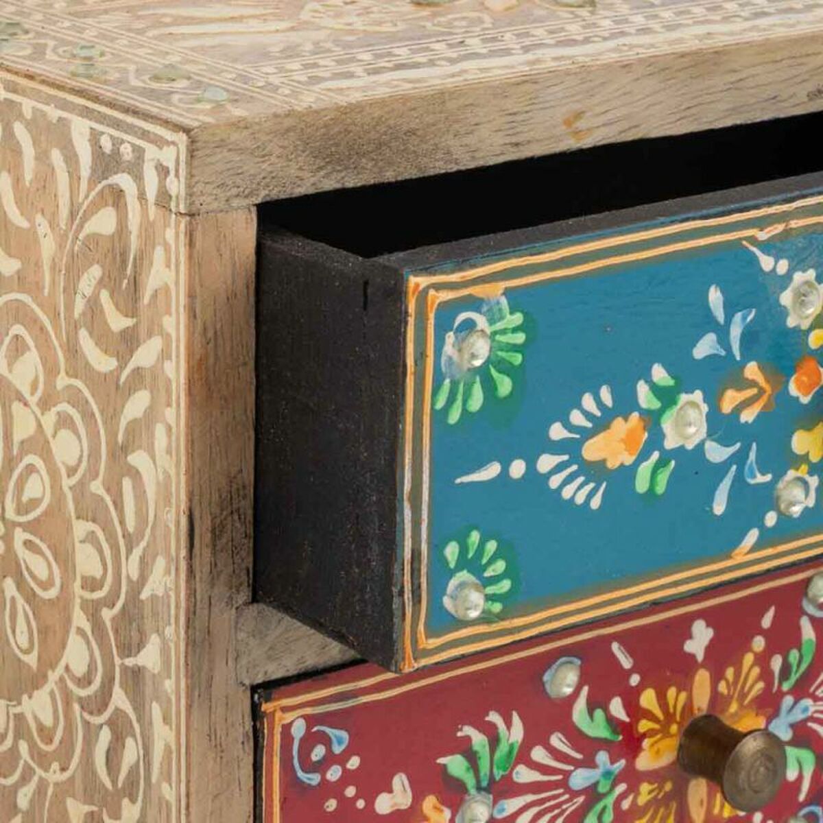 Smyckeskrin Alexandra House Living Multicolour Naturell Mangoträ Trä MDF 10 x 15 x 18 cm 2 lådor - 8