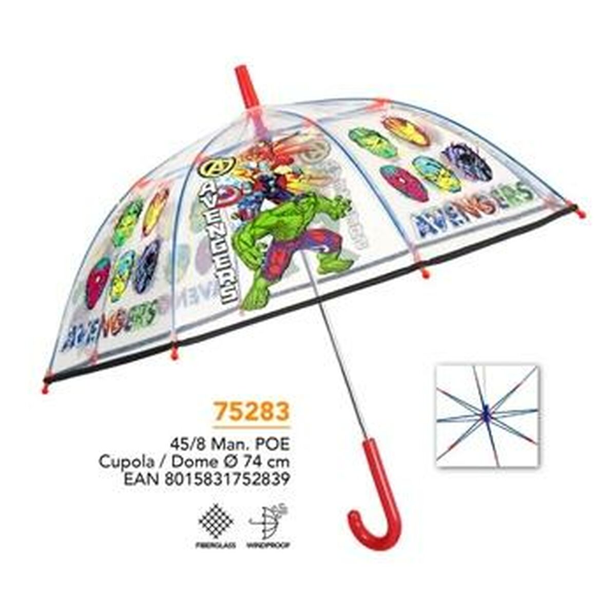 Paraply The Avengers Perletti Transparent Glasfiber 74 cm Barn - 2