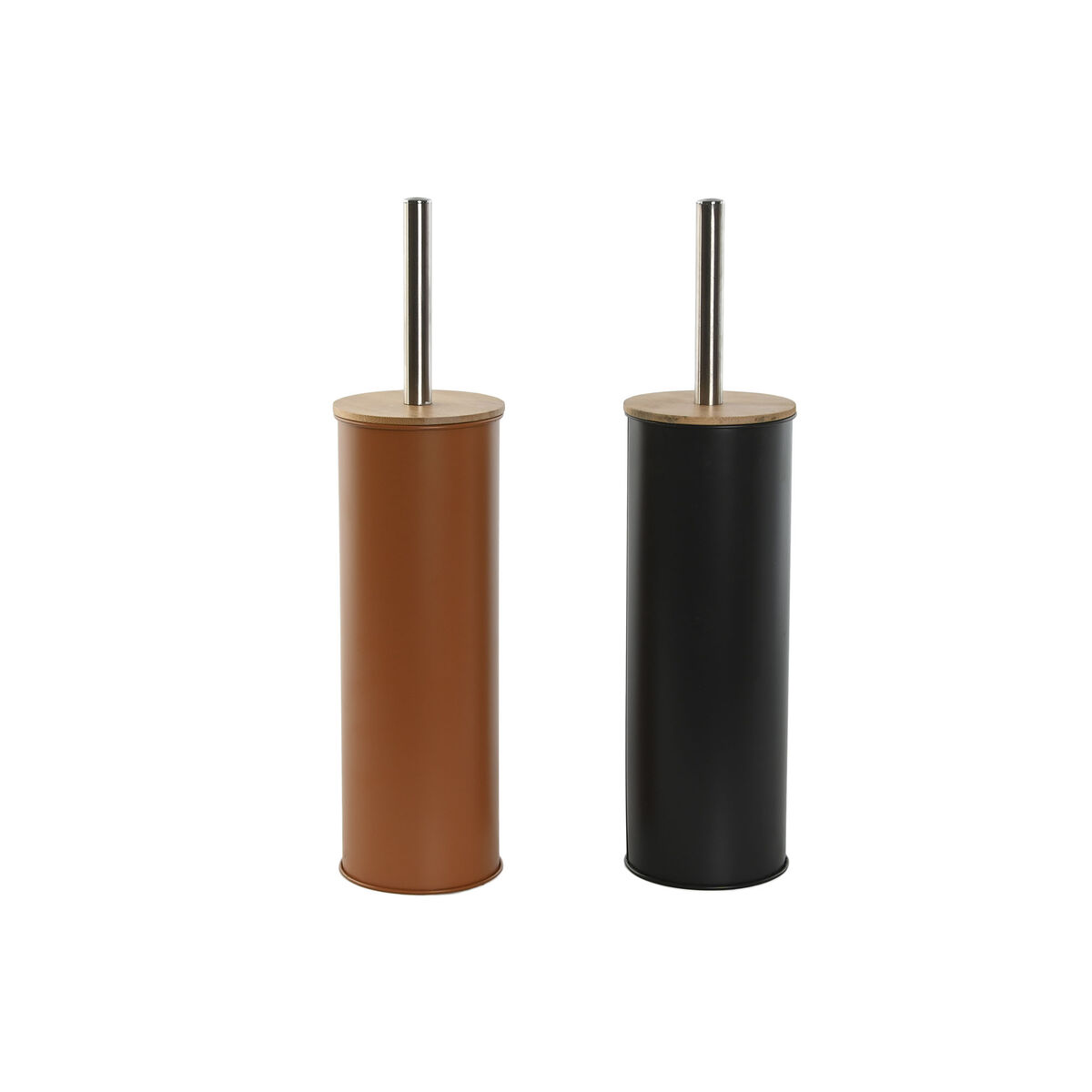 Toalettborste DKD Home Decor Grå Orange Silvrig Naturell Metall Bambu Aluminium Modern (2 antal) - 2