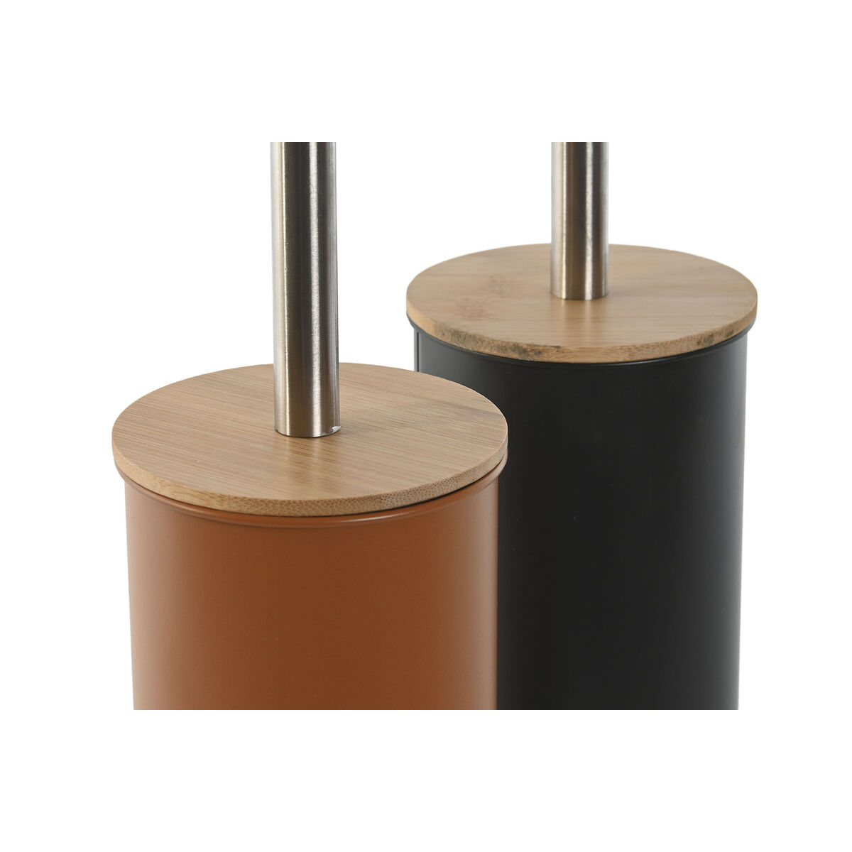 Toalettborste DKD Home Decor Grå Orange Silvrig Naturell Metall Bambu Aluminium Modern (2 antal) - 3