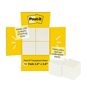 Klisterlappar Post-it 600-TRSPT-SIOC Transparent 12 Delar 73 x 73 mm