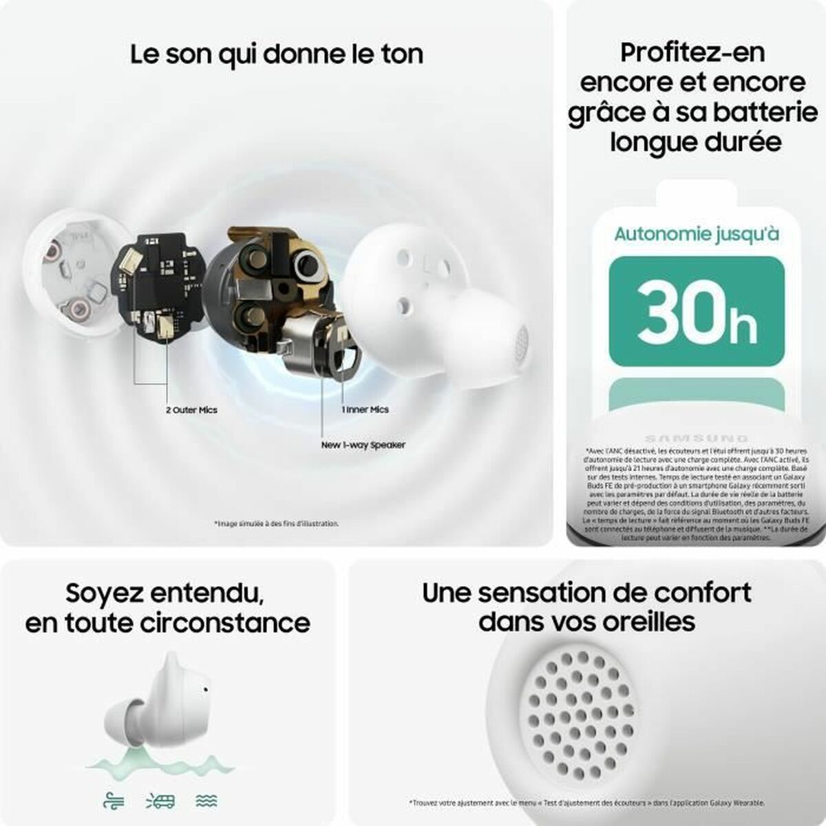 Hörlurar Samsung Galaxy Buds FE Vit - 4
