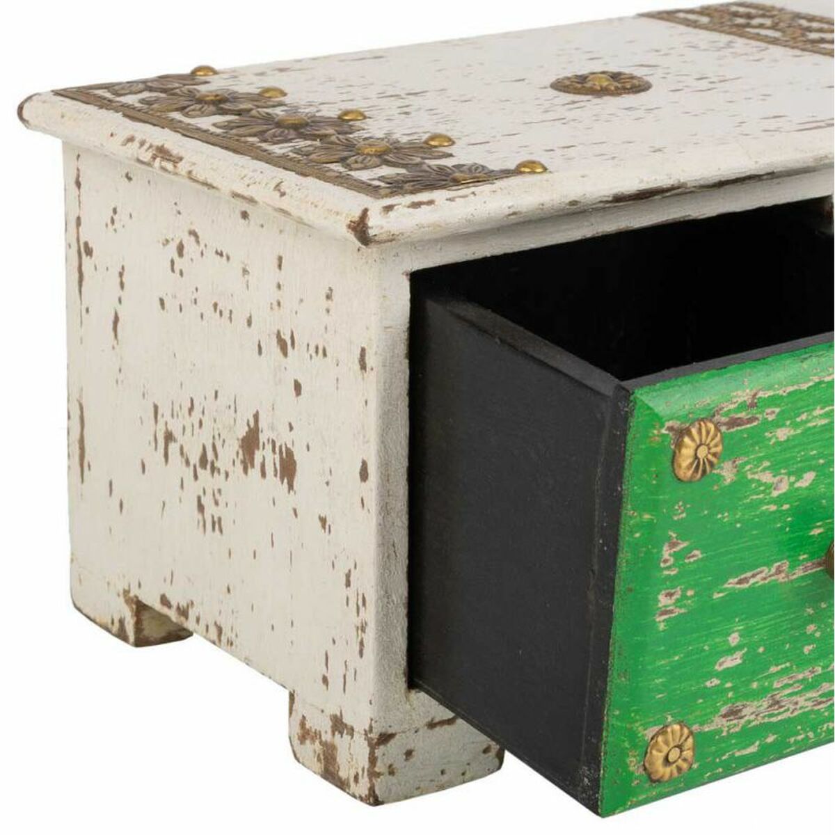 Smyckeskrin Alexandra House Living Vit Grön Mässing Trä MDF 15 x 10 x 36 cm 3 lådor - 8