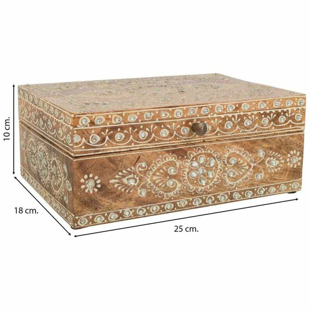 Smyckeskrin Alexandra House Living Vit Naturell Mangoträ Trä MDF 18 x 10 x 25 cm - 6