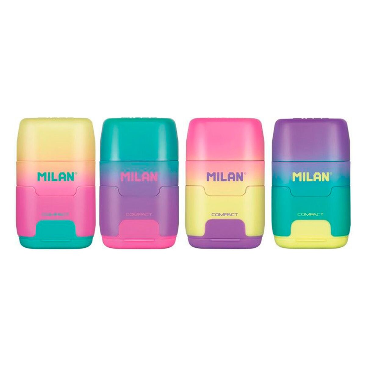 Set med suddgummi och pennvässare Milan Compact Sunset Multicolour (16 antal) - 2