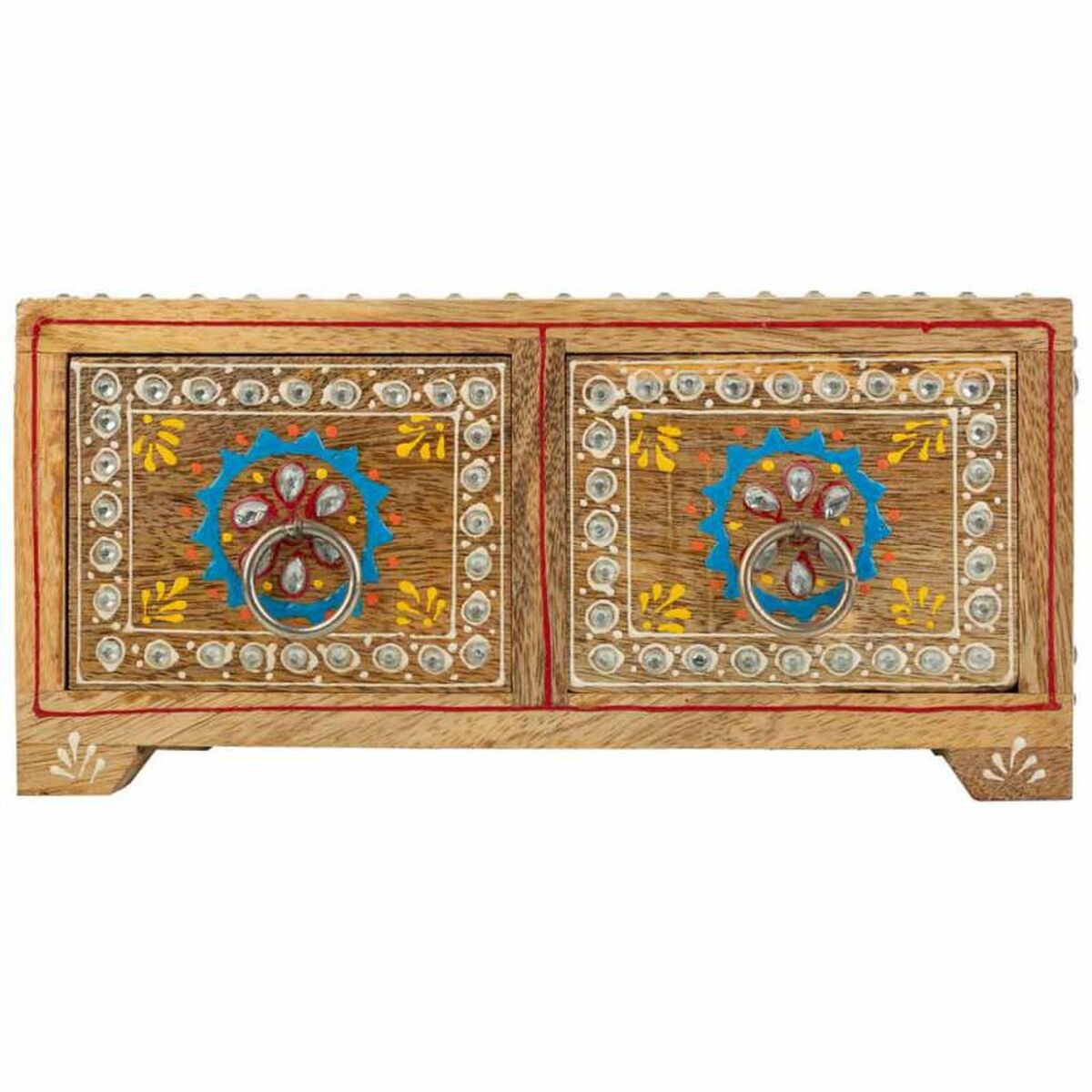 Smyckeskrin Alexandra House Living Multicolour Naturell Mangoträ Trä MDF 14 x 10 x 23 cm 2 lådor - 5