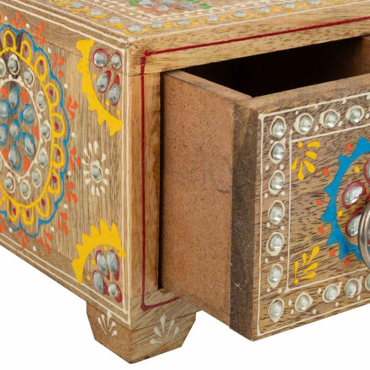 Smyckeskrin Alexandra House Living Multicolour Naturell Mangoträ Trä MDF 14 x 10 x 23 cm 2 lådor - 8