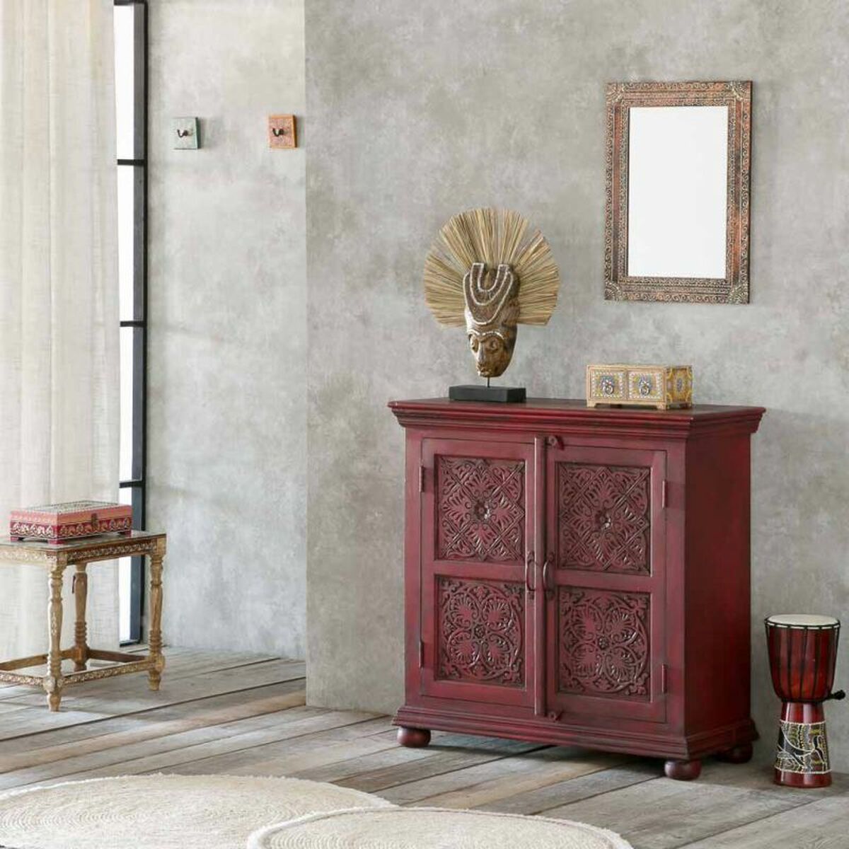 Smyckeskrin Alexandra House Living Multicolour Naturell Mangoträ Trä MDF 14 x 10 x 23 cm 2 lådor - 3