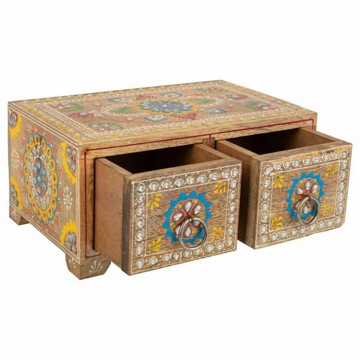 Smyckeskrin Alexandra House Living Multicolour Naturell Mangoträ Trä MDF 14 x 10 x 23 cm 2 lådor - 4