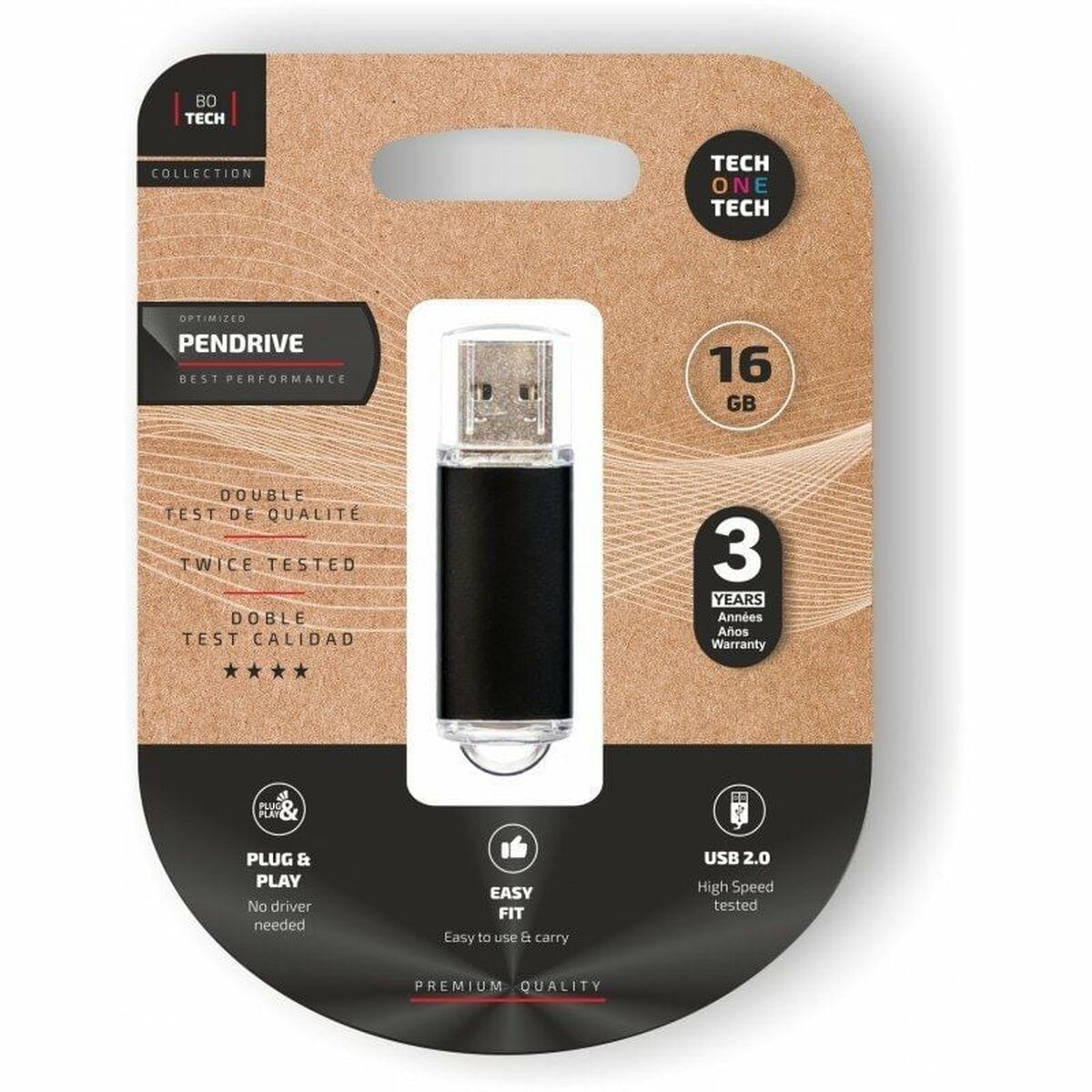 USB-minne Tech One Tech TEC3006-16 Svart 16 GB